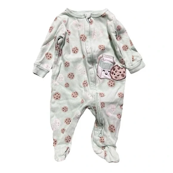 Baby Footie Pajamas Two Way Zipper Dinosaurs Animals Cookies Size 3-6 Months - Picture 8 of 8